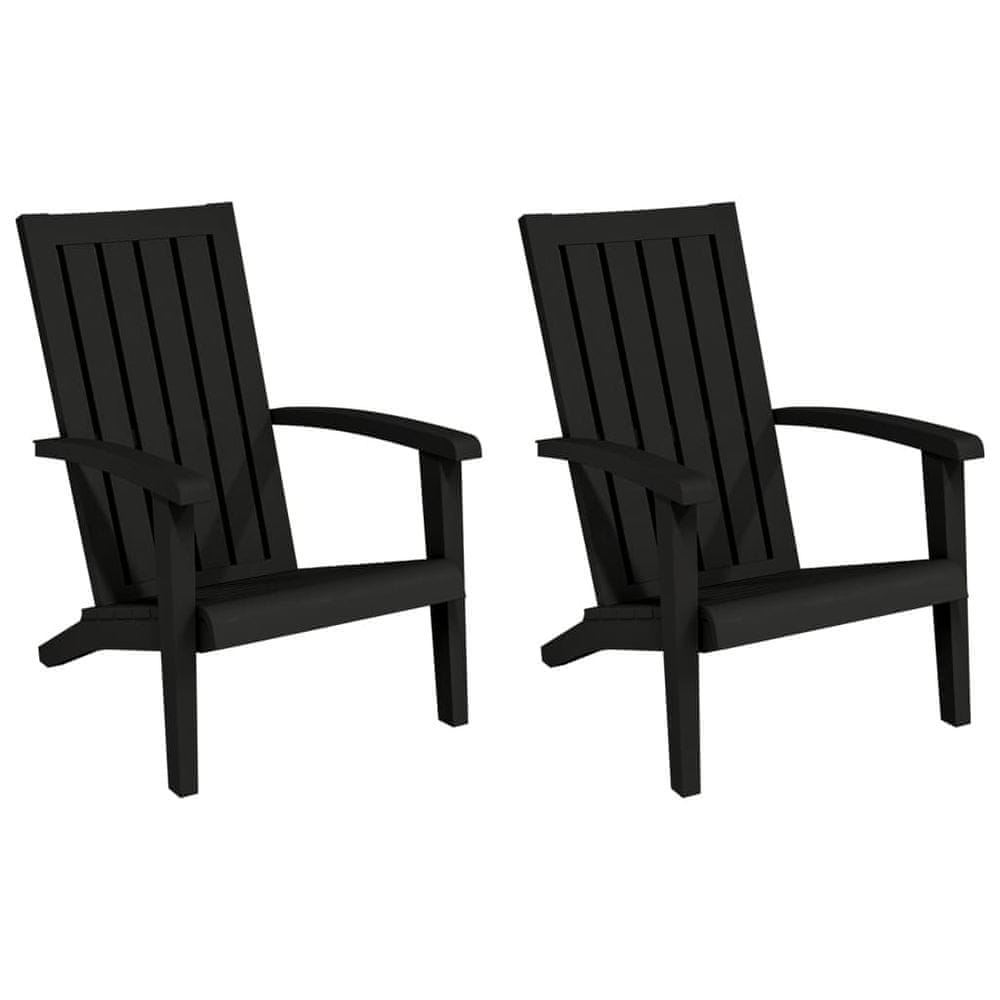 Vidaxl Záhradné stoličky Adirondack 2 ks čierne polyratan